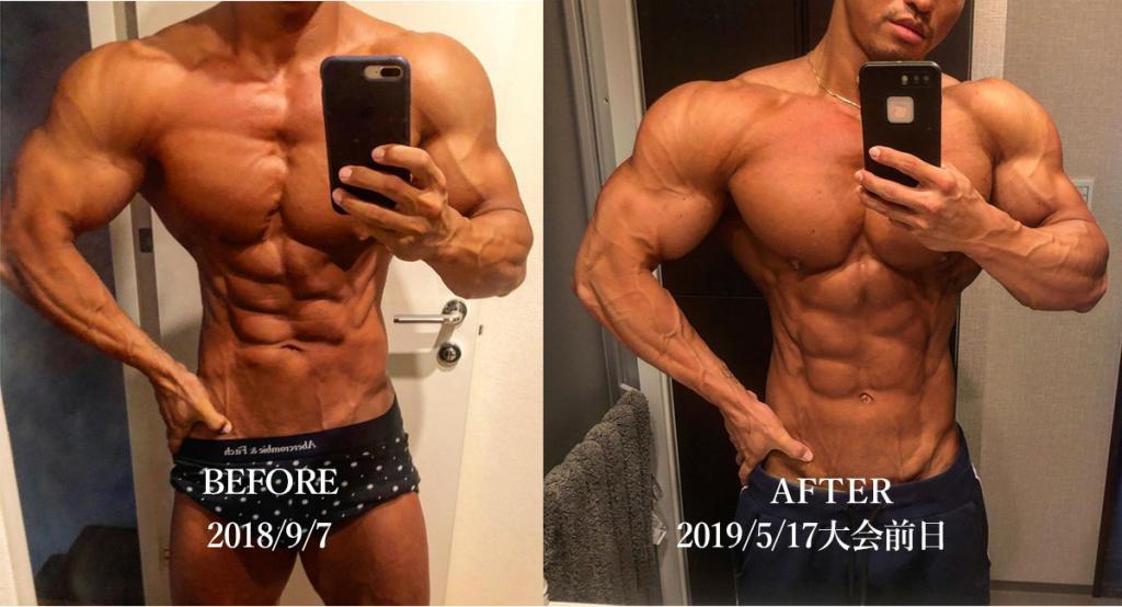 小池友仁 IFBB PROの2018年と2019年のカラダの違い比較
