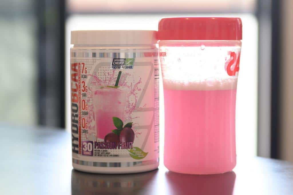 プロサップスのハイドロBCAA パッションフルーツ味の色とパッケージ